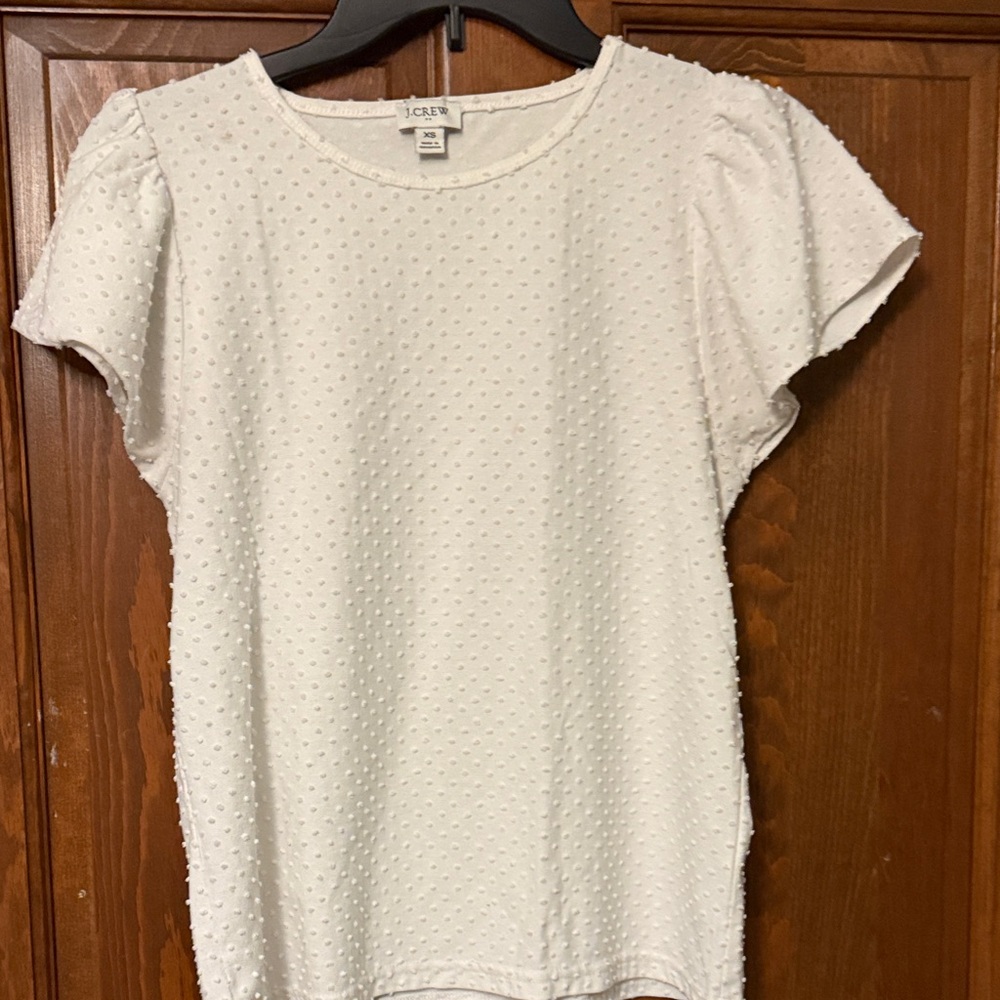 J. Crew Cream Textured Short Sleeve Top